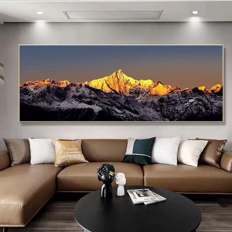 轻奢客厅沙发背景装饰画背有靠山鹿鹿生辉横款现代简约办公室镶钻