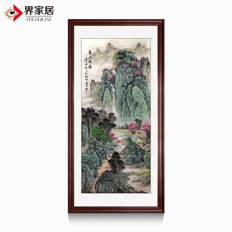 界家居名家字画中式山水画高山流水纯手绘水墨国画竖版玄关装饰画