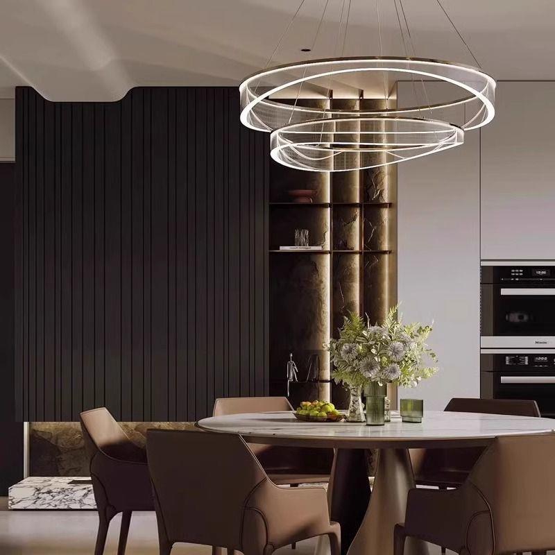 现代艺术装饰吊灯设计师客厅餐厅卧室简约轻奢圆环形装样板间吊灯