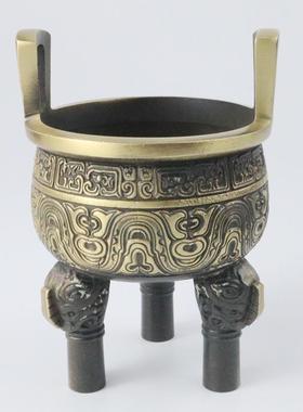 铜摆件仿古千秋克鼎家居店铺开业装饰宗庙老物件三足鼎金属工艺品