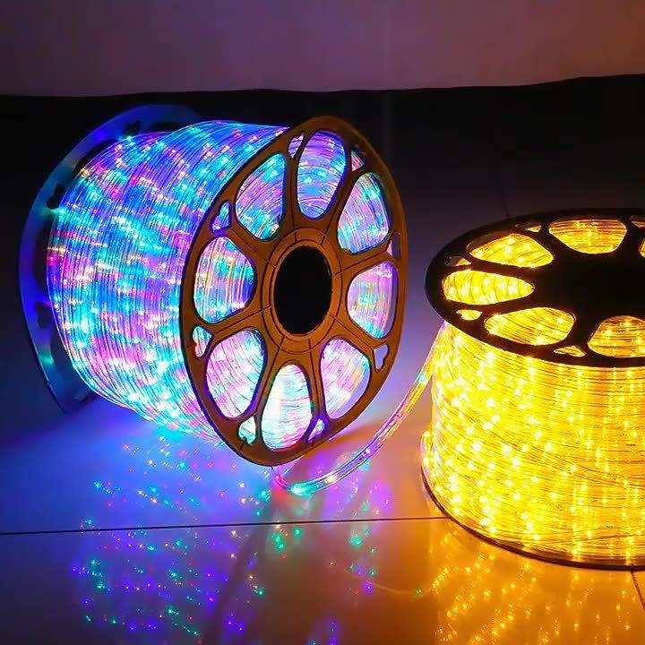 彩虹管LED圆二线灯串柔性灯带彩灯户外庭院亮化防水灯光节霓虹灯