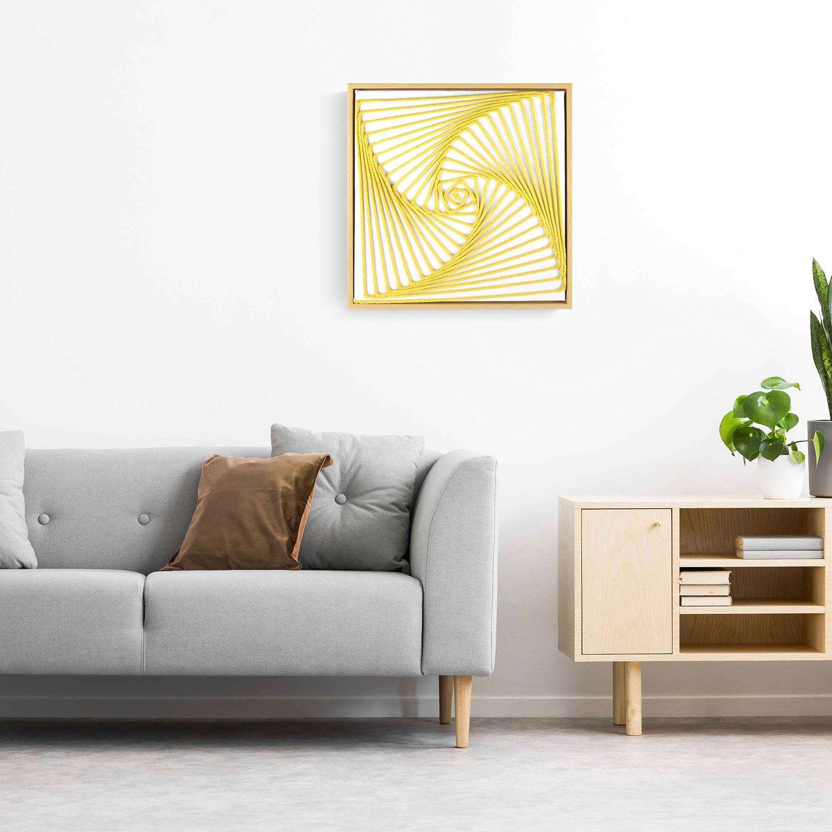 手工编织黄色棉绳装饰壁画跨境爆款北欧现代极简抽象客厅卧室摆画