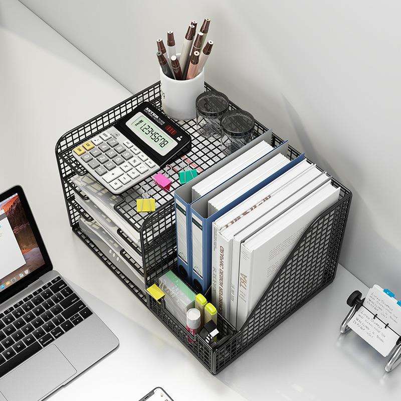 文件收纳架文件夹资料档案收纳盒大容量金属办公室置物架桌面秦之