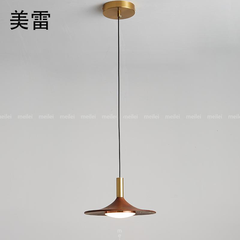 黑胡桃木吊灯设计师款简约现代三头餐厅灯轻奢床头创意艺术飞碟灯