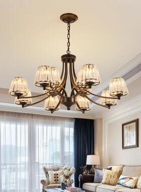 中山灯具轻奢大气水晶餐厅吊灯美式风格别墅高客厅主灯卧室灯