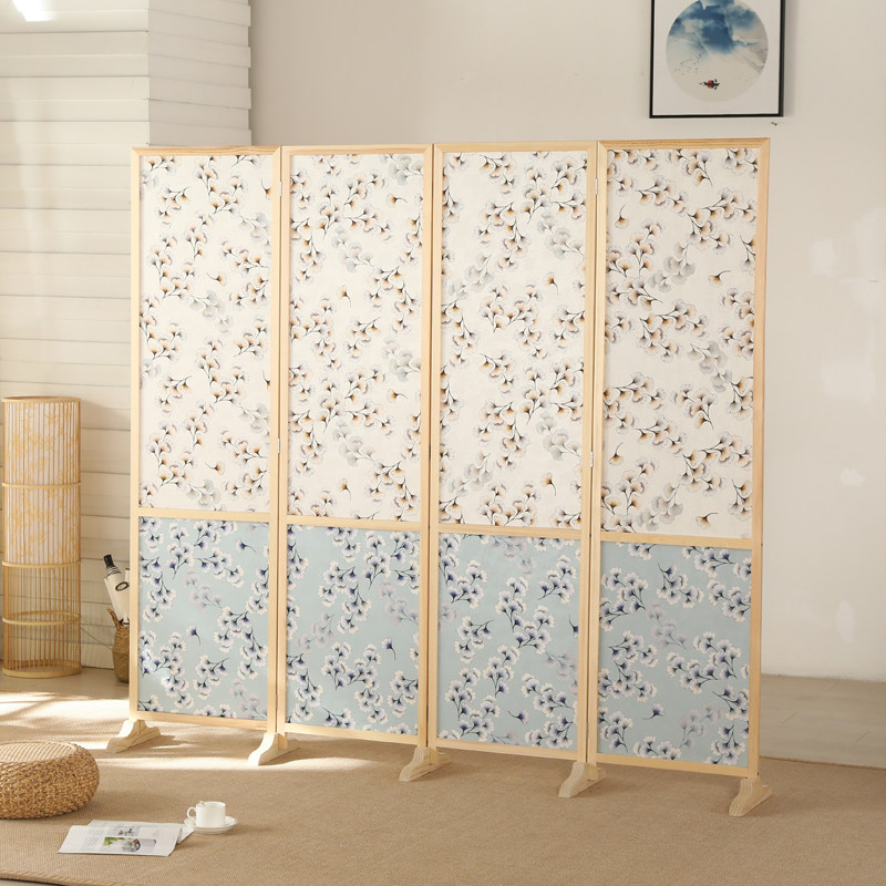 热销实木布艺屏风隔断现代简约时尚移动折屏座屏玄关家用办公屏风