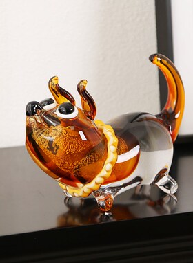 热销创意琉璃混彩招财萌狗酒柜电视柜家居装饰品摆设工艺品摆件客