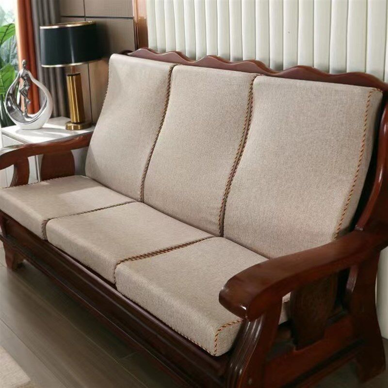 热销老式实木沙发垫带靠背连体中式可拆洗四季防滑加厚春秋椅海绵