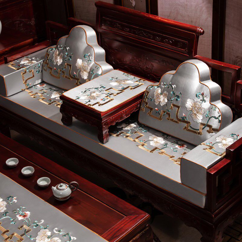 热销实木沙发垫防滑中式红木沙发坐垫带靠背罗汉床垫子新中式家具