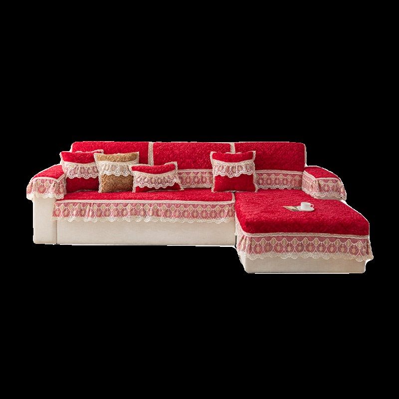 热销沙发扶手盖巾防滑两边蕾丝欧式沙发套罩新款2023冬季毛绒沙发