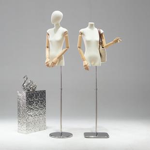 服装店韩版扁身平胸模特道具女半身女装橱窗假人台加厚全身展示架