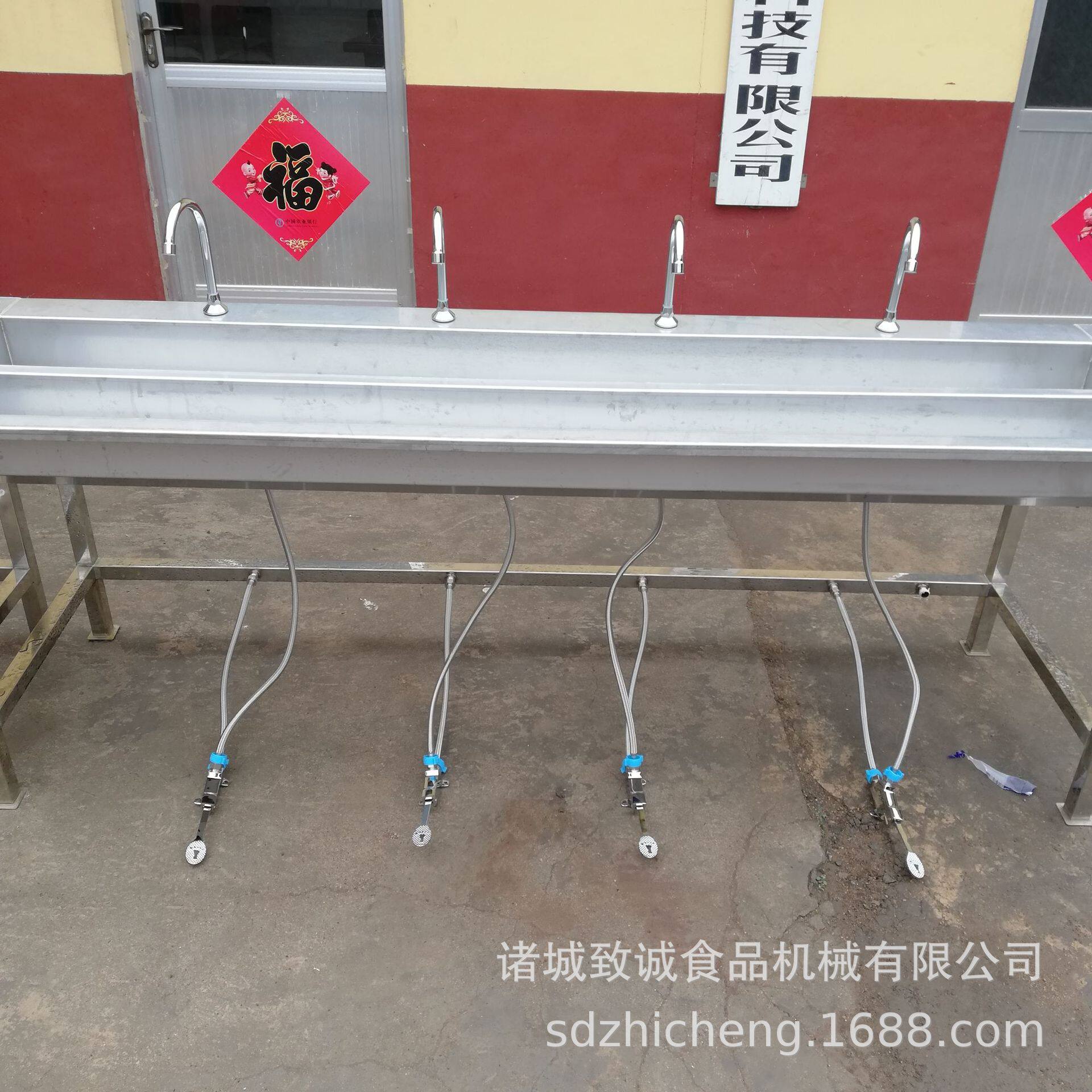 食品车间双人多人洗手消毒 防交叉感染脚踏式消毒水池