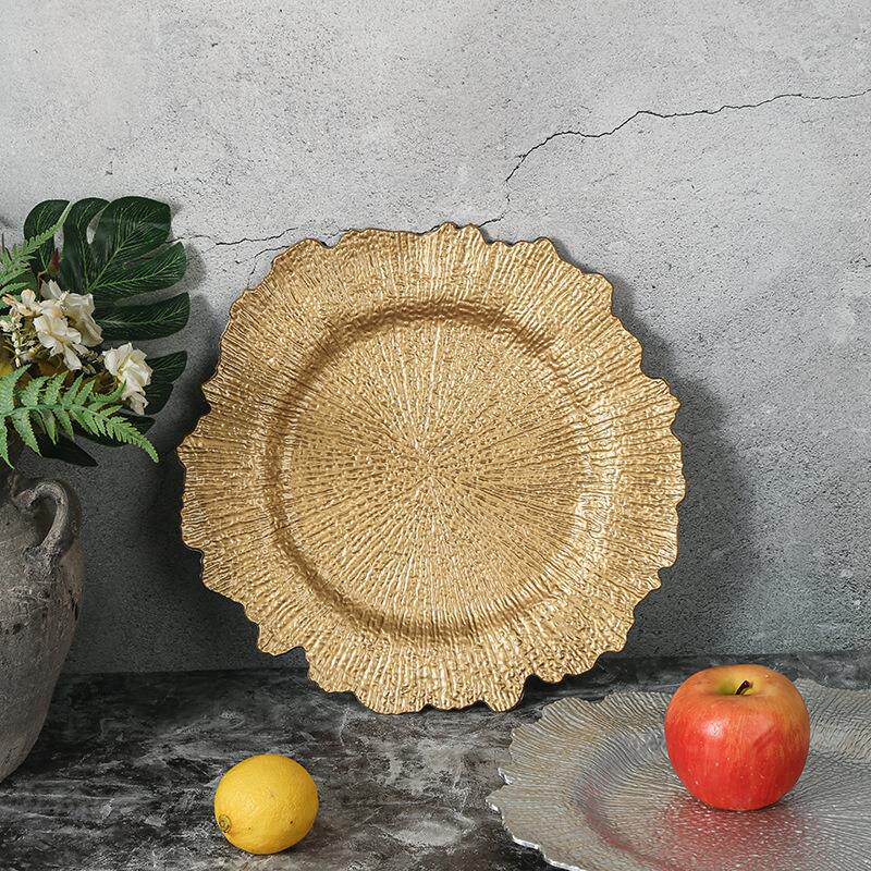 charger plates2024新款复古不规则家用客厅水果盘酒店盘外贸