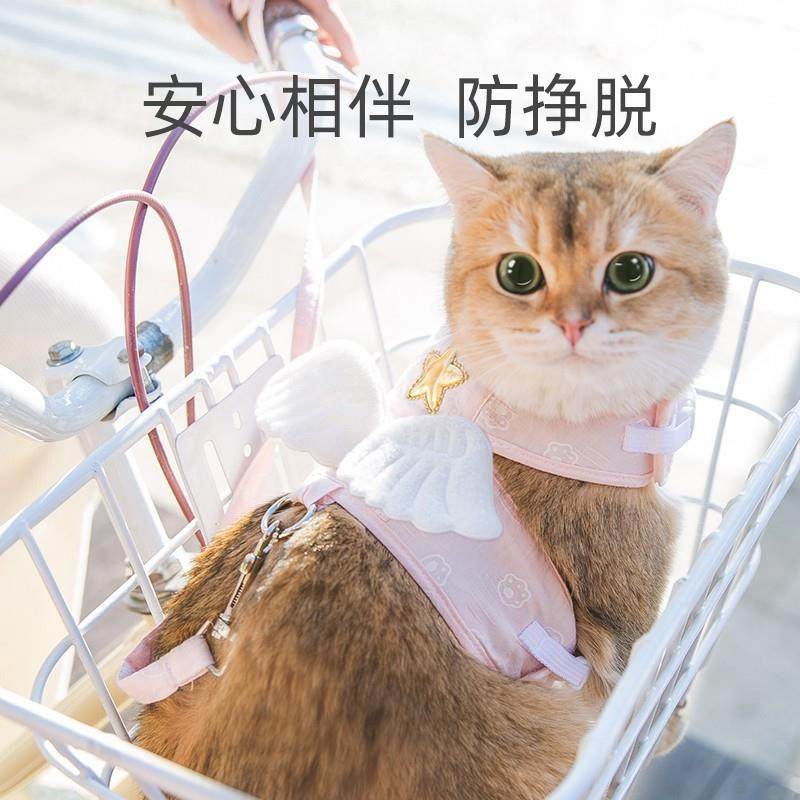 猫咪狗狗牵引绳猫绳子背心式防挣脱宠物胸背带中小型犬溜狗绳猫链
