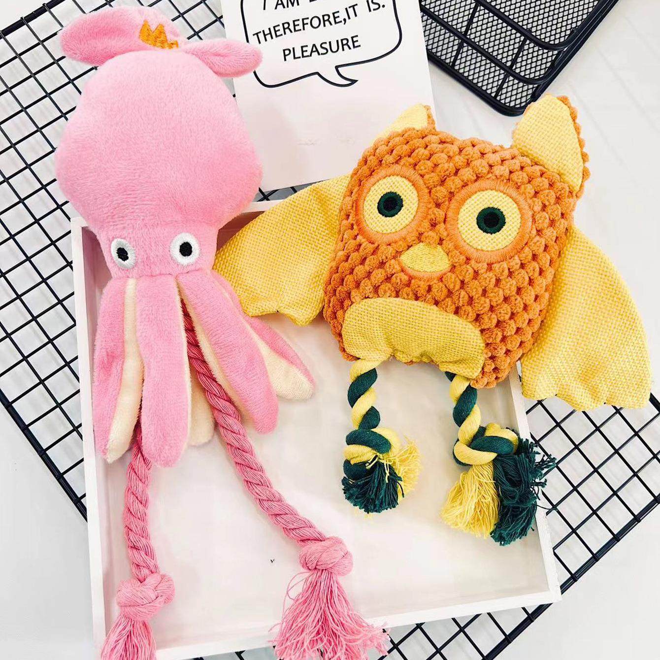 跨境宠物毛绒玩具猫狗玉米粒毛绒发声狗玩具互动自嗨解闷玩具