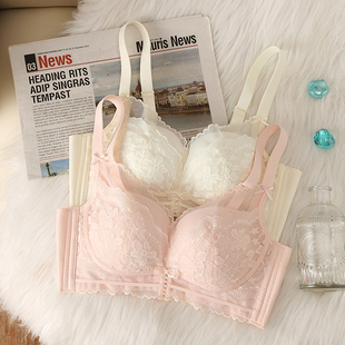 芬腾文胸女聚拢上托防下垂性感蕾丝内衣薄款 透气无钢圈收副乳胸罩