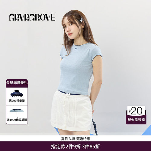 GRVR GROVE官方旗舰店SS春夏款女士小半袖圆领短袖t恤GCM5TS05