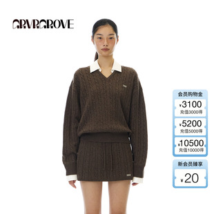 假两件女 GROVE官方旗舰店 翻领毛织长袖 新款 GCW5KN20 2025WT冬季