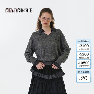 2025FW秋季 GROVE 新款 假两件毛织长袖 GF5KN01C 翻领 明星同款