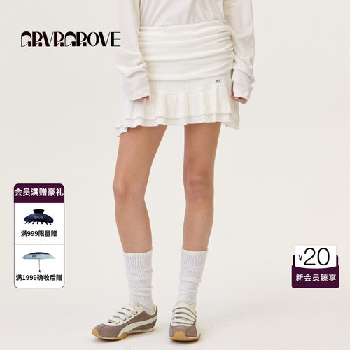 GRVR GROVE官方旗舰店2026PS春季短裙纯色韩系半身裙女 GP26SKK05