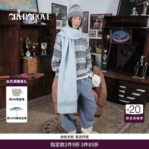 GRVR GROVE官方旗舰店 WT冬季款圆领长袖毛衫撞色韩系女GCW5KN07