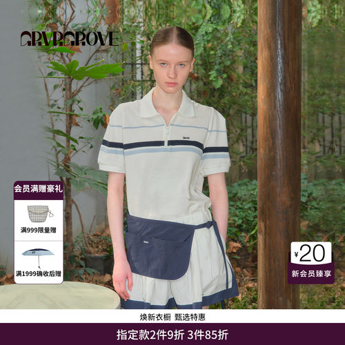 GRVR GROVE官方旗舰店26SS春夏韩系翻领短袖polo衫撞色GS26TSC06
