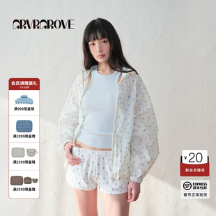 GROVE官方旗舰店2025BS夏季款女碎花夹克外套连帽拉链BM5JP01M