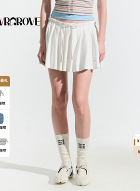 GROVE官方旗舰店2025HS夏日款女针织百褶短裙韩系短裙GM5SK01C