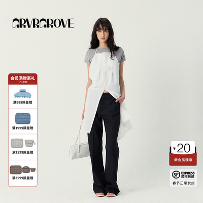 GROVE官方旗舰店2025SS春夏款女士梭织连衣围裙GS5OP20M