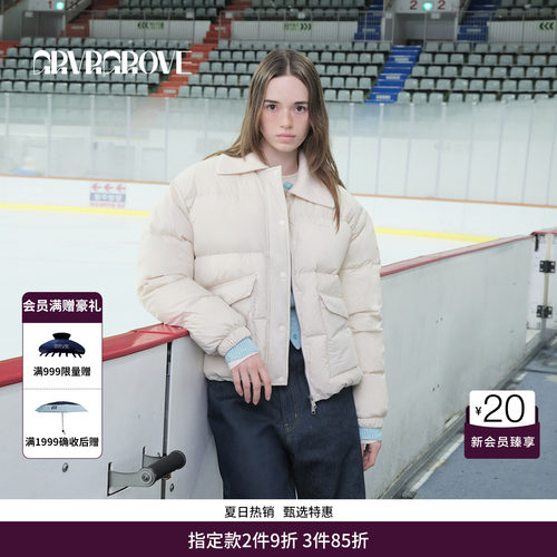 GRVR GROVE官方旗舰店 WT冬季款羽绒服翻领大口袋外套女GCW5DJ03