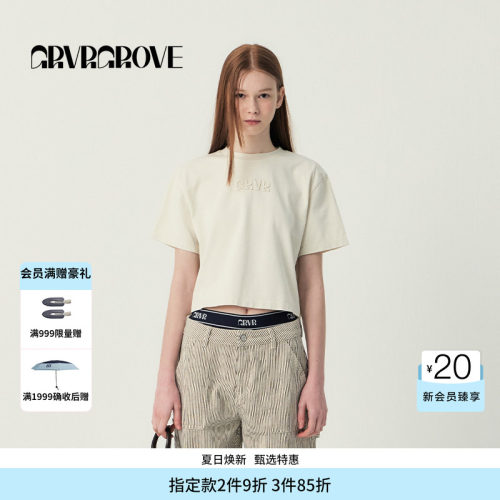 GROVE官方旗舰店SS春夏款女士圆领短袖t恤GR5TS05C