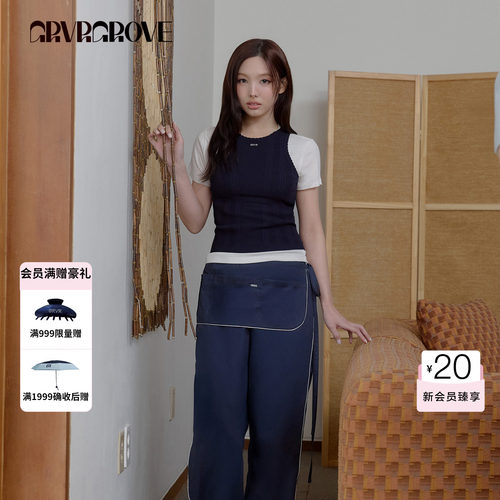 【林娜琏同款】GROVE 2026SS春夏新款无袖针织衫坑条款 GS26KNC10