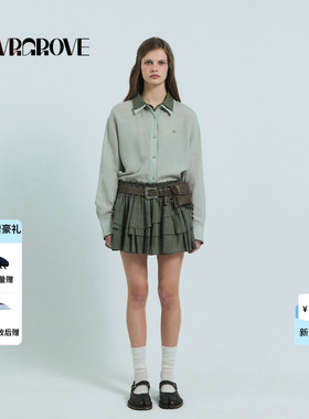 GROVE官方旗舰店2026SS春夏新款韩系上装长袖衬衫撞色女GS26SHC61