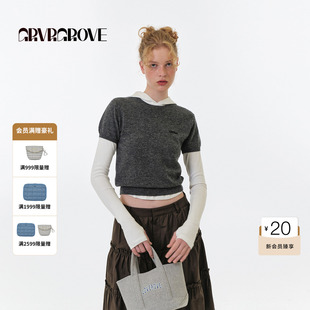 GROVE官方旗舰店2025FW秋季款圆领短袖针织衫女款 GF5KN07J