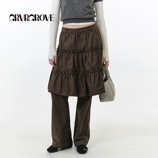 韩系假两件中长裙女 GROVE官方旗舰店 裙裤 款 GF5PT04M FW秋季