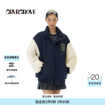 GROVE官方旗舰店 WT冬季款棉服外套宽松休闲棒球领GCW5JP07
