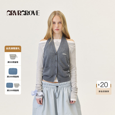 GROVE官方旗舰店2026PS春季新款针织背心开襟挂脖设计 GP26KNC32