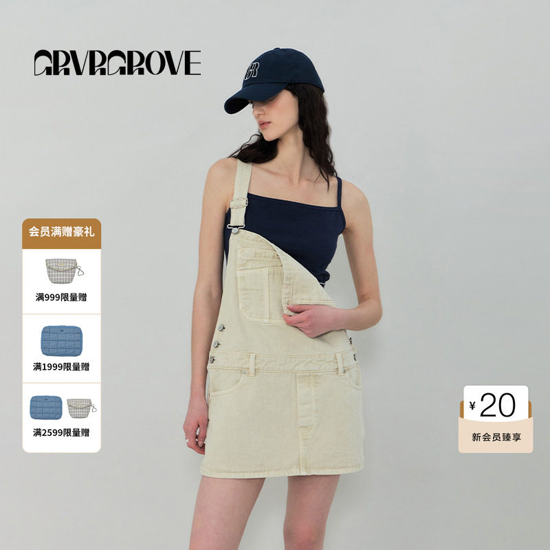 GROVE官方旗舰店SS春夏款女士背带短裙GS5DB17J