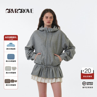 GROVE官方旗舰店 2025FW秋季款长袖卫衣开衫韩版女款 GF5HD02C