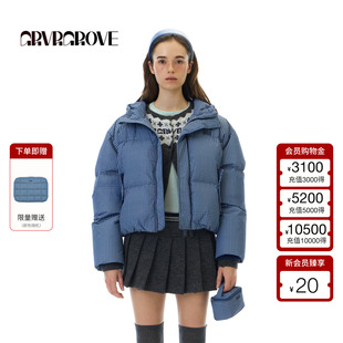 GROVE官方旗舰店 2025WT冬季款格纹短款羽绒服外套女 GCW5DJ01