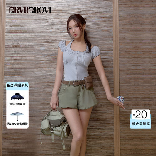 【林娜琏同款】GROVE官方旗舰店2026SS春夏新款梭织短裤GS26PTC09