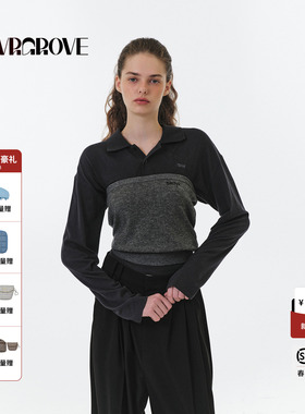 GROVE官方旗舰店 2025FW秋季款翻领长袖T恤女款 GF5TS06M