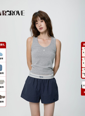 GROVE官方旗舰店2025SS春夏新款女士V领针织背心GCM5SL01