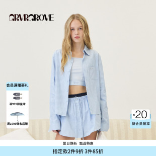 GROVE官方旗舰店2026PS春季新款长袖衬衫韩系条纹 GP26SHC07