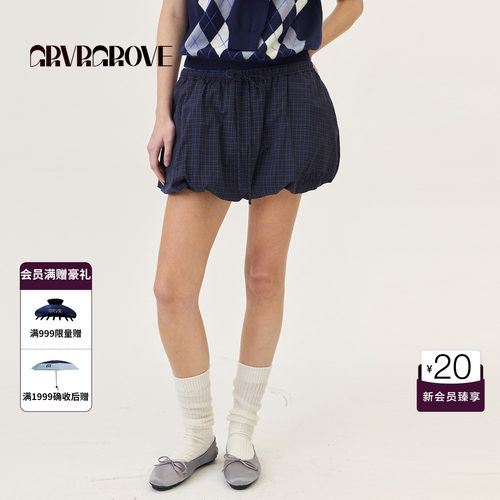 GRVR GROVE官方旗舰店2026PS春季短款裙裤韩系格纹女GP26SKC62
