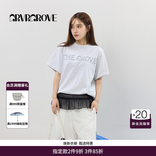 GRVR GROVE官方旗舰店SS春夏款女士GRVR圆领短袖t恤GCM5TS06
