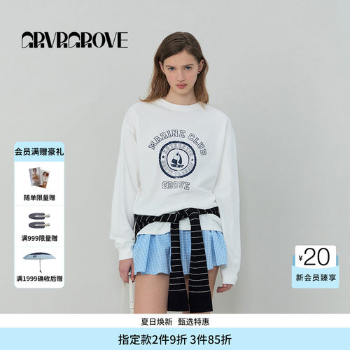 GROVE官方旗舰店SS春夏款女士圆领长袖T恤GS5SW52M
