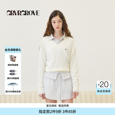 【林娜琏同款】GROVE 2026PS春季新款长袖针织毛衫V领 GP26KNC34