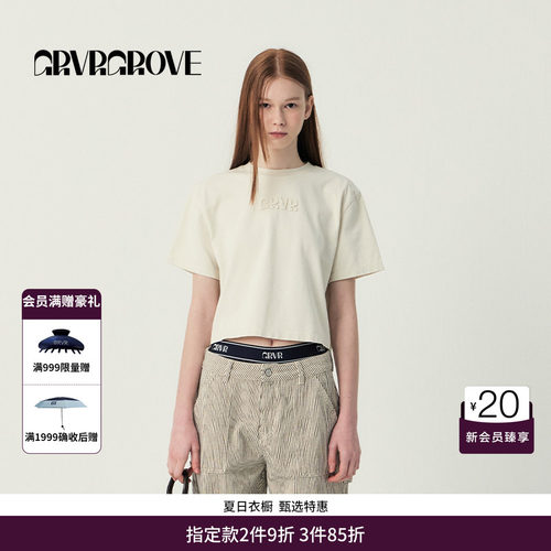 GRVR GROVE官方旗舰店SS春夏款女士圆领短袖t恤GR5TS05C