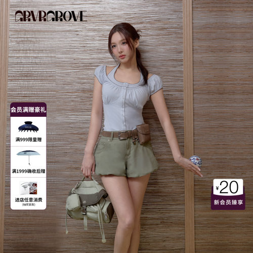 【林娜琏同款】GRVR GROVE官方旗舰店26SS春夏梭织短裤GS26PTC09
